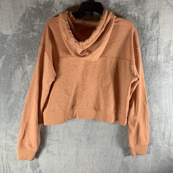 Bass Women's Hoodie S Cropped Half Zip Drawstring Toasted Nut Orange Soft NWT - Picture 2 of 8
